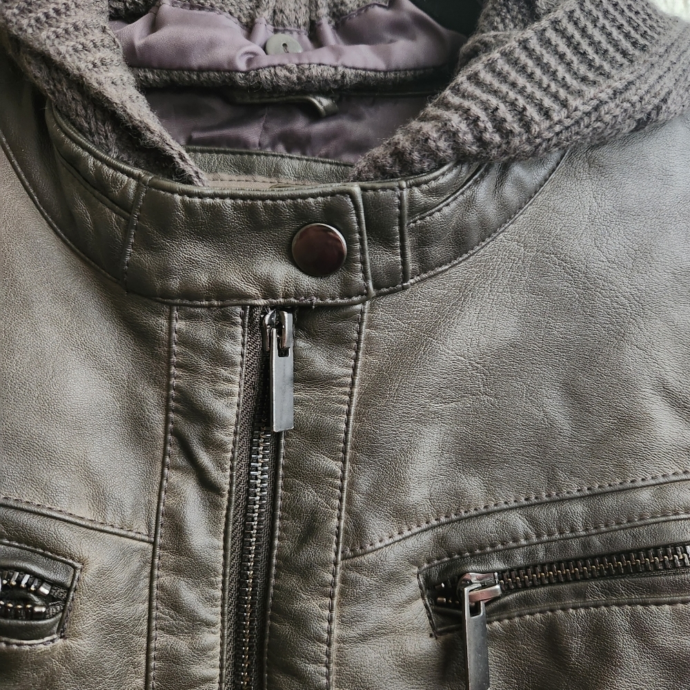 maurices- faux leather jacket w/ knit hood - Picture 5 of 6